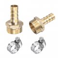 Uxcell Brass Hose Barb Fitting Straight 10mm X G1 2 Male Thread Pipe Connector With Stainless Steel Clamp Pack Of