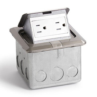 Lew Electric Pufp-sq-ss Floor Pop Up Power Box With 125v-15a Tamper Resistant Receptacle Stainless Steel