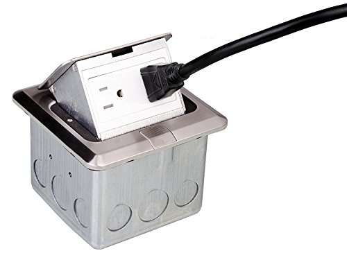 Lew Electric Pufp-sq-ss Floor Pop Up Power Box With 125v-15a Tamper Resistant Receptacle Stainless Steel