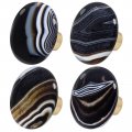 Rockcloud Natural Black Stripes Agate Stone Knob Drawer With Screws Oval Rough Gemstone Pull Handle For Dresser Cabinet 