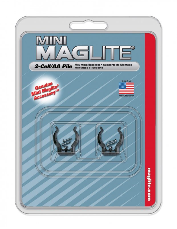 Maglite Black Mounting Brackets For Aa Mini 2 Pk