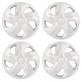 15 In Silver Gloss Hubcaps Wheel Covers Universal Fit Set Of 4 For Most Cars Durable Abs Plastic Modern Stylish Full Lug Skin 