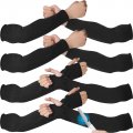 Chuarry 4 Pairs Level 5 Cut Resistant Arm Sleeves Protection Gardening With And Without Thumb Hole Black 