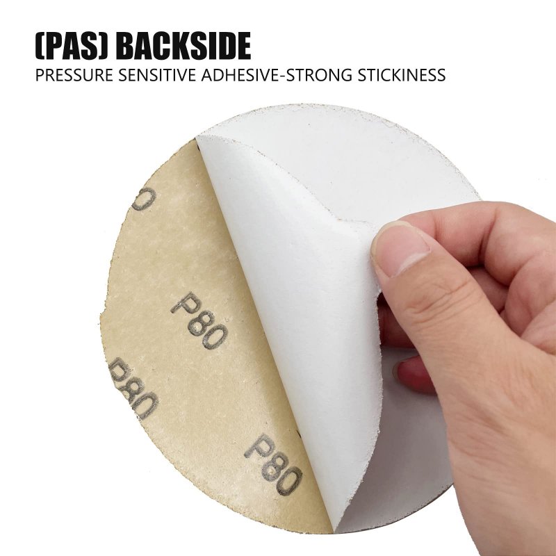 80 Grit Sanding Discs 6 In Sticky Back Sandpaper Aluminum Oxide Self Adhesive Round Sand Paper For Woodworking Metal Painting