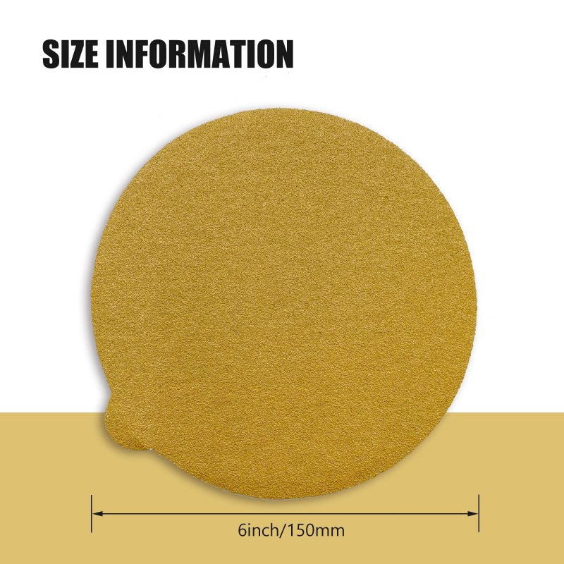 80 Grit Sanding Discs 6 In Sticky Back Sandpaper Aluminum Oxide Self Adhesive Round Sand Paper For Woodworking Metal Painting