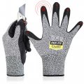 Level 5 Cut Resistant Gloves Cru553 Foam Nitrile Coated Safety Touch Screen Compatible Breathable And Machine Washable Grey 