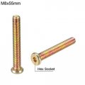Uxcell M8x55mm Furniture Screw Hex Socket Machine Screws Zinc Plated Fasteners Bolts Full Thread Carbon Steel 10pcs