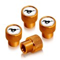 Ford Mustang In White On Golden Easy-grip Aluminum Tire Valve Stem Caps Official Licensed 
