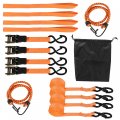 Waltyotur Ratchet Tie Down Straps 4 Pk 15 Ft 2 200 Lb Break Strength Safety Lock S Hooks Orange