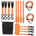 Waltyotur Ratchet Tie Down Straps 4 Pk 15 Ft 2 200 Lb Break Strength Safety Lock S Hooks Orange