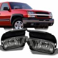 Fog Light Pair For 2003-2006 Chevy Silverado And Avalanche Chrome Housing With Smoked Lens Driver Passenger Side Replacement 