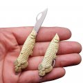 Epichao Fish Shape Golden Stainless Steel Mini Knife Pocket Folding Tiny Thumb Multitool Small Keychain 