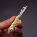Epichao Fish Shape Golden Stainless Steel Mini Knife Pocket Folding Tiny Thumb Multitool Small Keychain