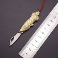Epichao Fish Shape Golden Stainless Steel Mini Knife Pocket Folding Tiny Thumb Multitool Small Keychain
