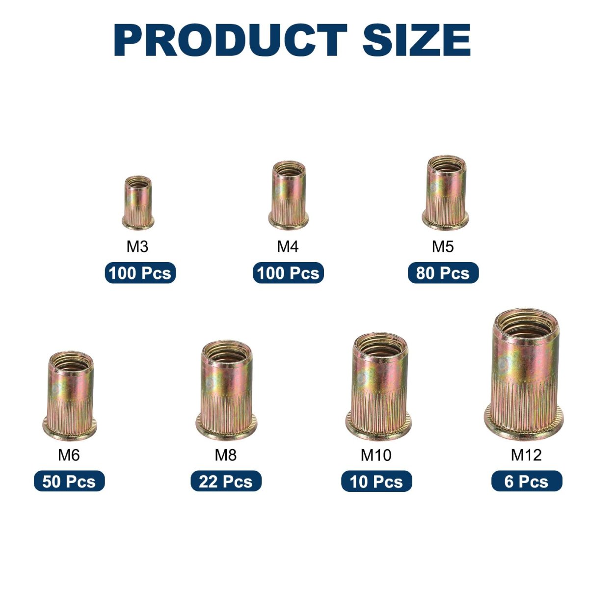 368 Pcs Rivet Nut Kit Carbon Steel Sae Threaded Insert Nuts With Zinc Plating For Automotive And Industrial Use Assorted Sizes