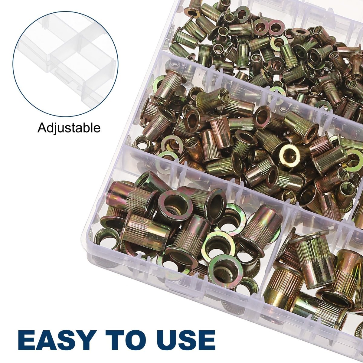 368 Pcs Rivet Nut Kit Carbon Steel Sae Threaded Insert Nuts With Zinc Plating For Automotive And Industrial Use Assorted Sizes