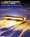 Partsam Rooftop Emergency Amber White Strobe Lights Double Side 15 Flashing Modes Safety Traffic Advisor Warning Hazard Light