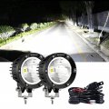 Auxbeam 4in 72w Round Led Offroad Light 2pcs 7200lm Spot Pod With Wiring Harness Kit Super Bright Lights White Pods For Truck 