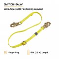 3m Dbi-sala Web Adjustable Positioning Lanyard 6 3 4 Snap Hooks Yellow
