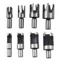 Wood Plug Cutter Carbon Steel Straight And Taper Claw Drill Bit Set 8pcs Fit For Woodworking Hole Saw Cutting 6mm 10mm 13mm