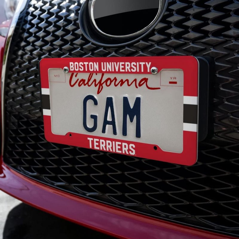 Boston University Stripe License Plate Tag Frame