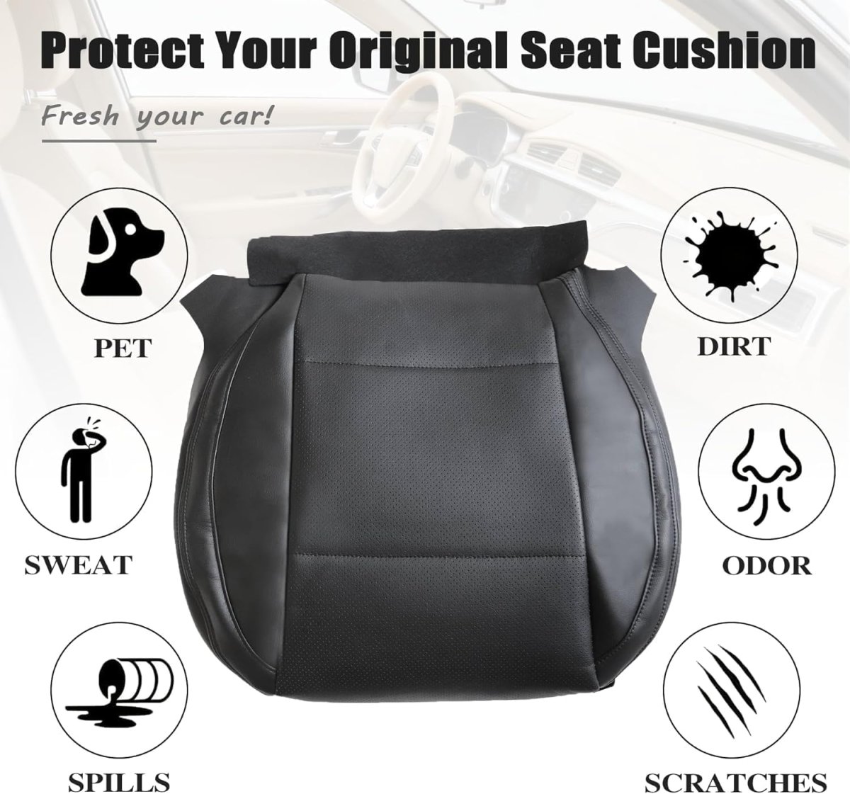 Front Driver Side Bottom And Top Back Replacement Perforated Seat Covers Slate Black Microfiber Leather For Subaru Outback