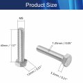 Juvielich M8x40mm Hex Head Screw Bolts 304 Stainless Steel Fully Threaded Tap Silver Tone 10pcs