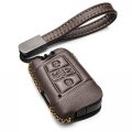 Vitodeco Genuine Leather Smart Key Fob Case For Volkswagen Atlas Jetta Passat Arteon Tiguan Golf Gti R 2018 2023 5-button Brown 