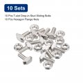 Uxcell M6x16mm T Slot Drop-in Bolt And M6 Hexagon Flange Nut Set 10 Sets Hammer Head-bolt T Shape Stud Sliding Screw For 30