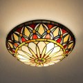 Artzone Tiffany Ceiling Lights Stained Glass 3-lights 16 Inch Flush Mount Light For Bedroom Dining Living Room Entryway Foyer 