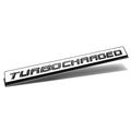 Chrome Finish Metal Emblem Turbocharged Badge Black Letter