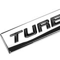 Chrome Finish Metal Emblem Turbocharged Badge Black Letter