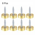 Uxcell Mirror Screws Decorative Cap Cover Nails Polished Gold 16mm 8pcs
