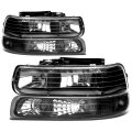Compatible With Tahoe Suburban Gmt800 Pair Of Black Hosuing Clear Corner Headlight Bumper 3rd Brake Light Smoke Lens