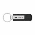 Ipick Image For Ford Mustang 5 0 Silver Metal Plate Black Pu Leather Strap Key Chain Keychain Official Licensed