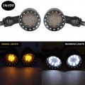 2pcs Black 15 Led Motorcycle Stop Brake Running Turn Signal Indicator Amber Lights Compatible With Street Bike Chopper Dirt