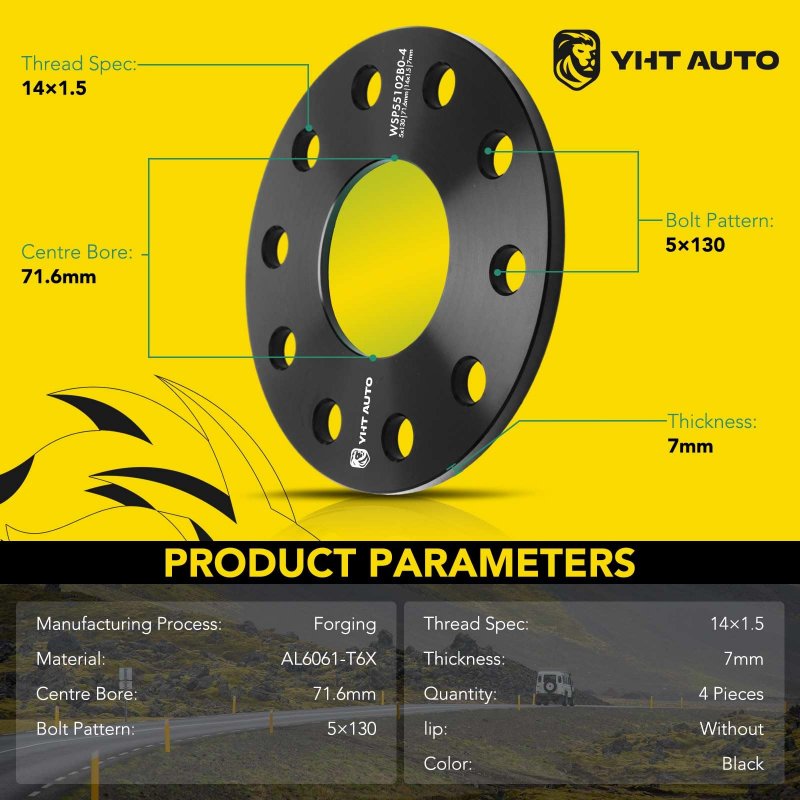 5x130mm Wheel Spacers 7mm For Touareg Q7 Cayenne Boxster Panamera Cayman 911 928 944 968 5 Lug Tire W 1 2 X 20 12 9 Grade Studs