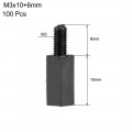 Uxcell M3x10mm 6mm Male-female Hex Nylon Pcb Motherboard Spacer Standoff For Fpv Drone Quadcopter Computer Circuit Board Black