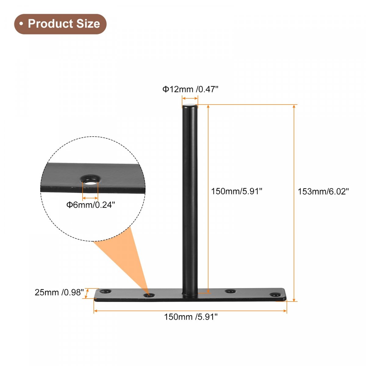 4pcs Floating Shelf Bracket 6 Inch Wall Mounting Blind Support Hidden Hardware For Office And Home Decor Black