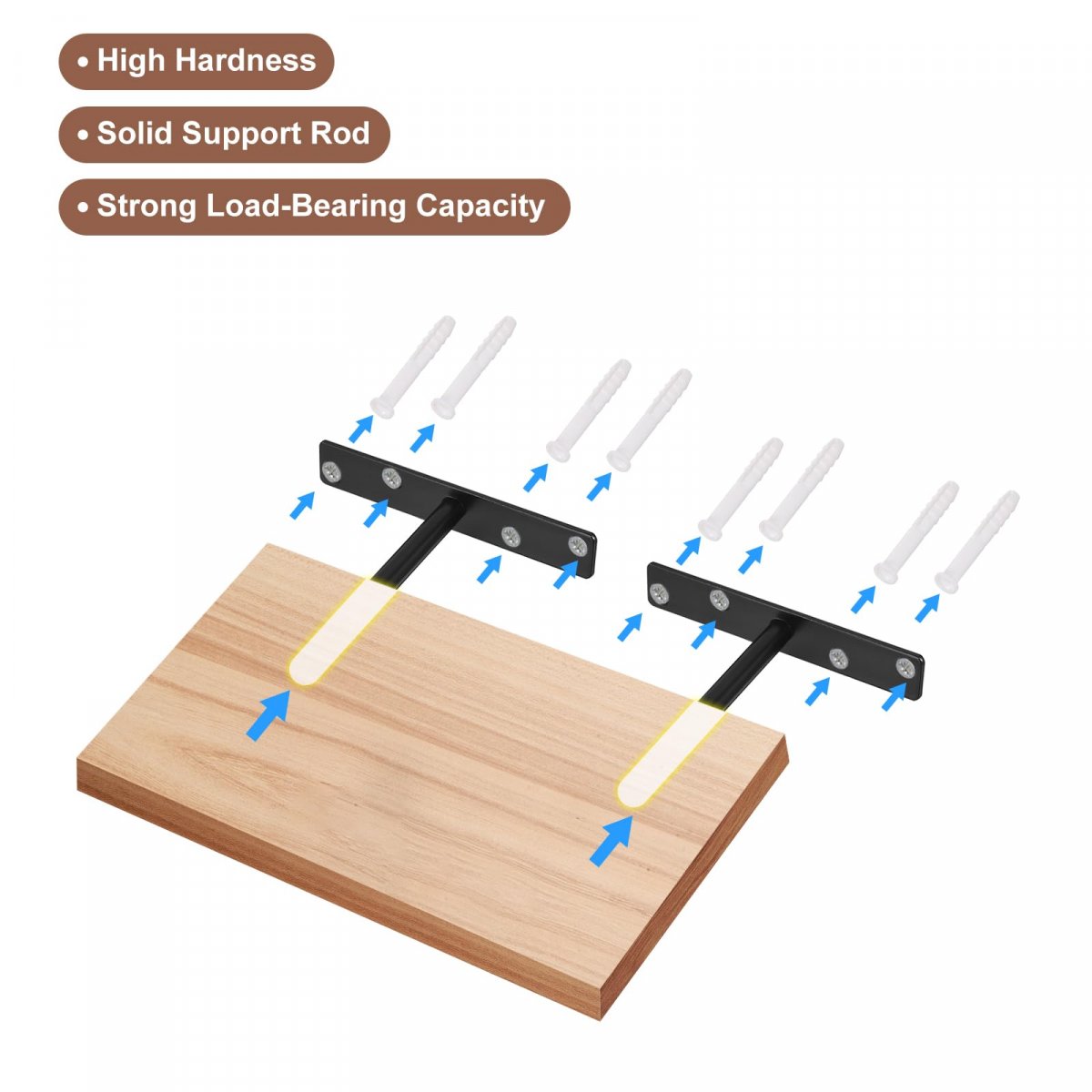 4pcs Floating Shelf Bracket 6 Inch Wall Mounting Blind Support Hidden Hardware For Office And Home Decor Black