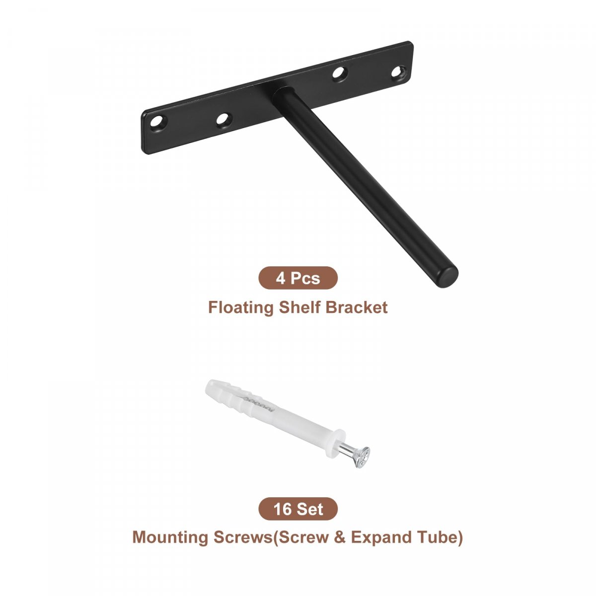4pcs Floating Shelf Bracket 6 Inch Wall Mounting Blind Support Hidden Hardware For Office And Home Decor Black