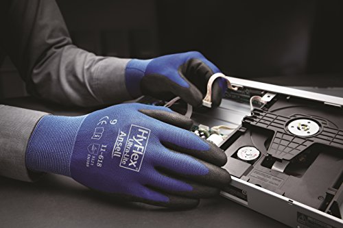 Ansell Hyflex 11-618 Nylon Light Duty Multi-purpose Glove With Knitwrist Abrasion Cut Resistant Size 7 Blue Pack Of 12 Pair