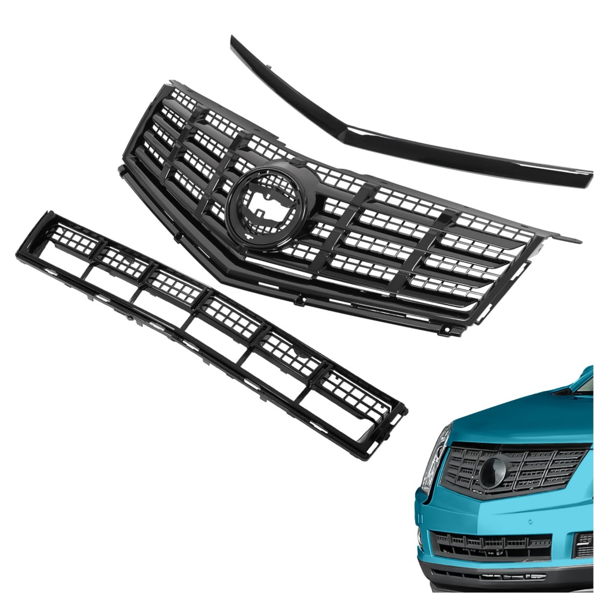 Front Upper Lower Grill Hood Molding For 2013-2016 Cadillac Srx 22738992 22774203 Gm1200761 Gm1235120 Bumper Grille Plastic Abs