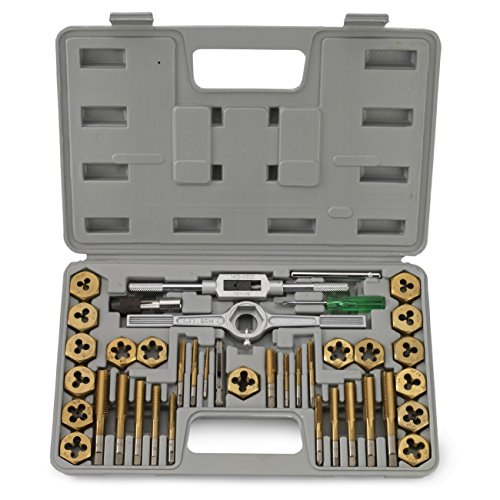 40 Piece Titanium Coated Metric Tap And Hexagon Die Set M3 To M12 Taps With Thread Pitch 0 5mm 1 75mm Includes Wrenches Abs