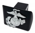 Marines Premium Silver Anchor Black Metal Hitch Cover