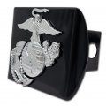 Marines Premium Silver Anchor Black Metal Hitch Cover