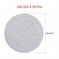 Uxcell 30 Pcs 3-inch Aluminum Oxide White Dry Hook And Loop Sanding Discs Flocking Sandpaper 240 Grit