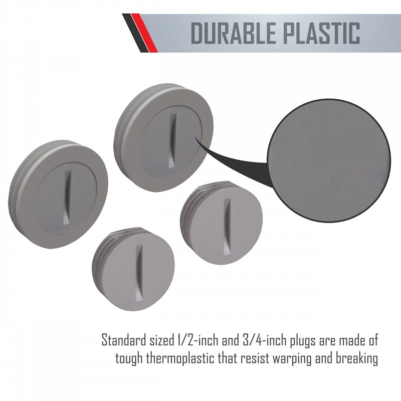 Bell Pcp47550gy Weatherproof Nonmetallic Closure Plug Assortment 1 2 In And Two 3 4 4-pack Gray