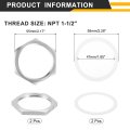 2pcs Cast Pipe Fitting Hex Locknut With Washer 304 Stainless Steel Lock Nut Npt 1-1 Female Thread For Plumbing Fixed Water