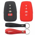 Kcpros 2pcs Rubber Silicone 4 Buttons Smart Key Fob Cover Case Protector Keyless With Keychain For Toyota Corolla Camry 2019 